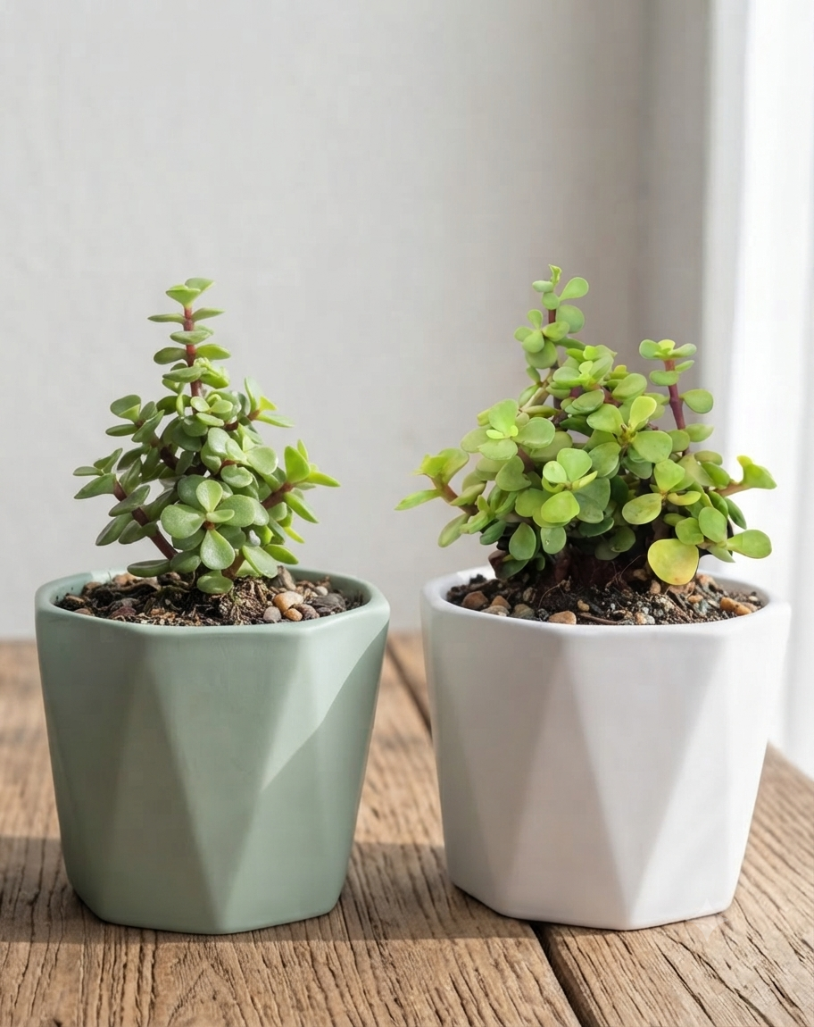 Ceramic Pot With Jade Plant