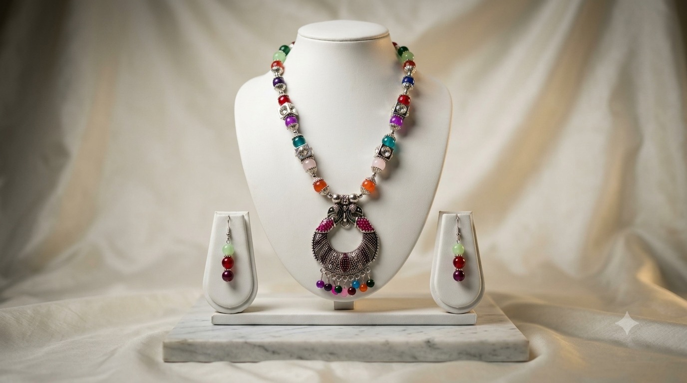 Oxidised Pearl Set - 17