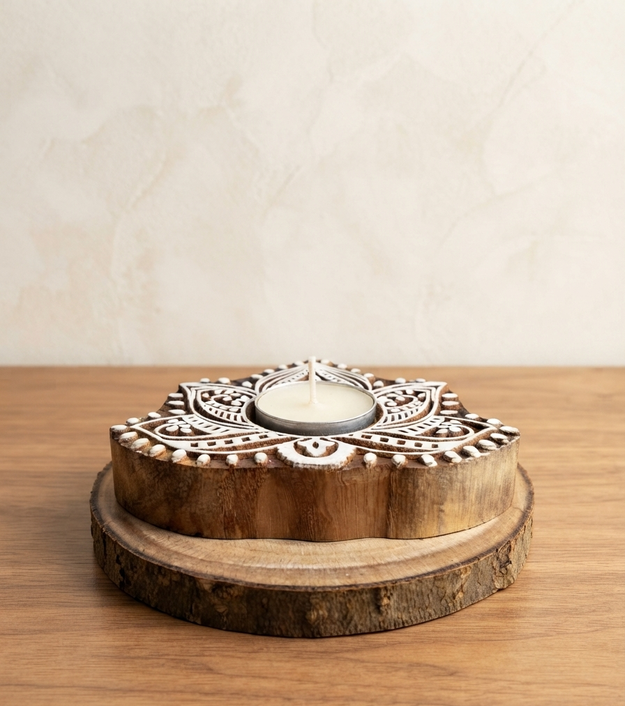 Lotus Block Tealight Candle