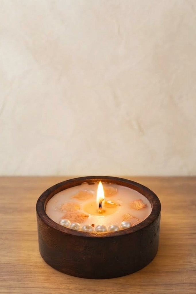 Wooden Circle Candle Small